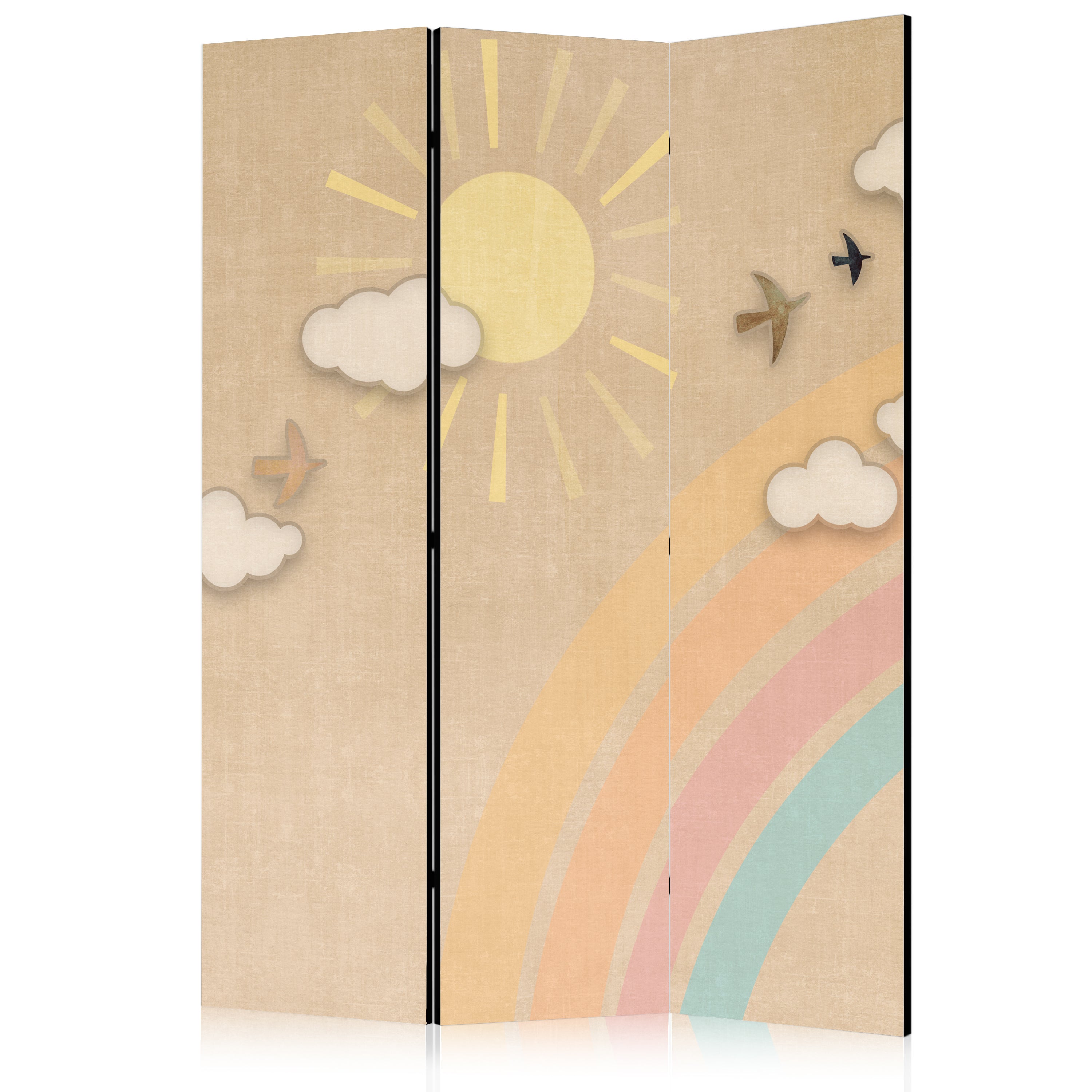 Room Divider 3-panel Holiday Sky with Birds