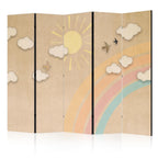 Room Divider - Holiday Sky - A Rainbow on a Sunny Day and Flying Birds