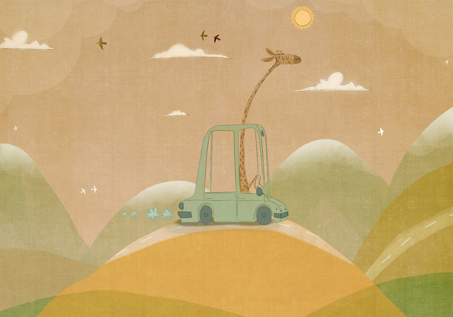 Wandbild: Wandernde Giraffe