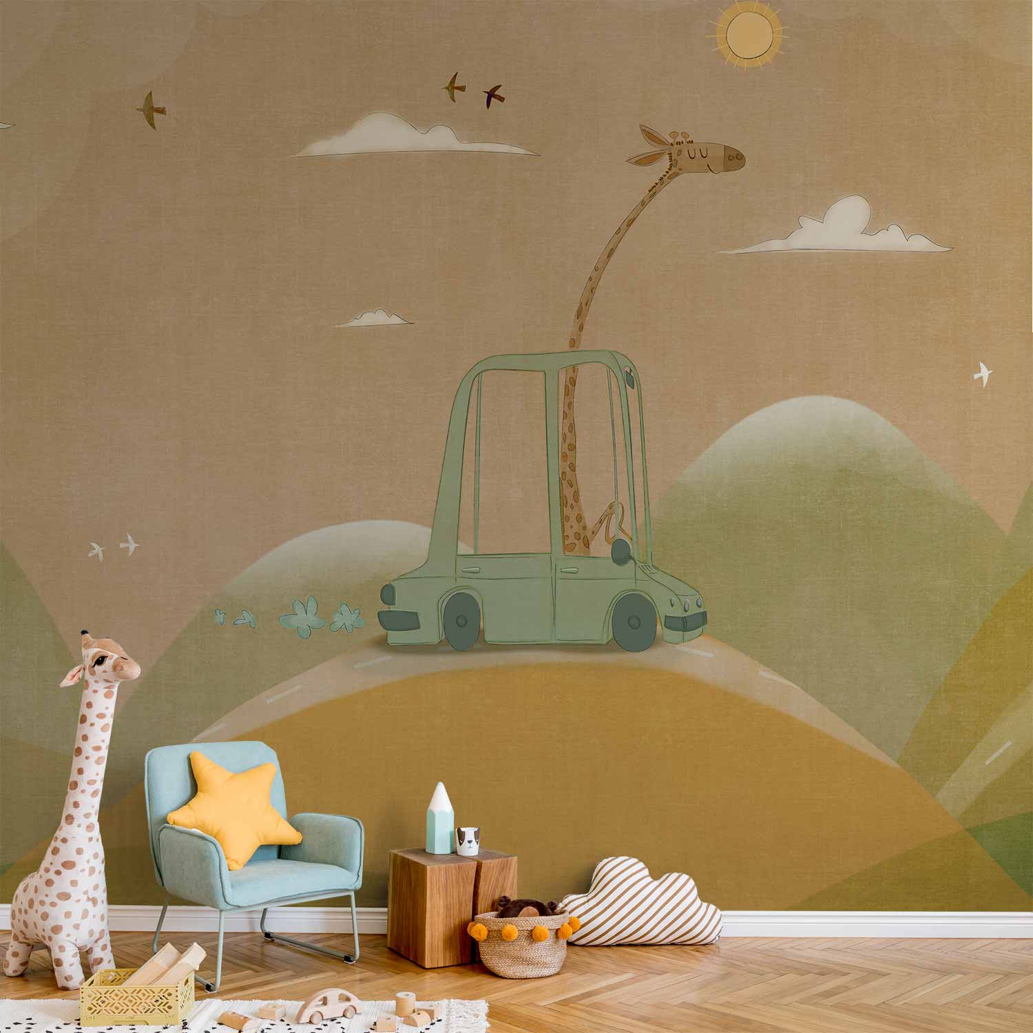 Wandbild: Wandernde Giraffe