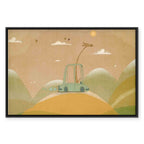 Giraffe Driving Car Sunny Day Canvas Print