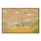 Giraffe Driving Car Sunny Day Canvas Print