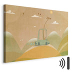 Giraffe Driving Car Sunny Day Canvas Print