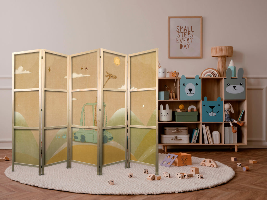 5-Panel Japanese Room Divider - Multicoloured