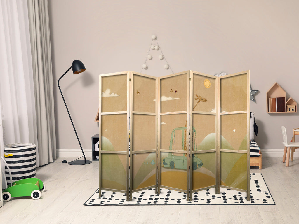 5-Panel Japanese Room Divider - Multicoloured