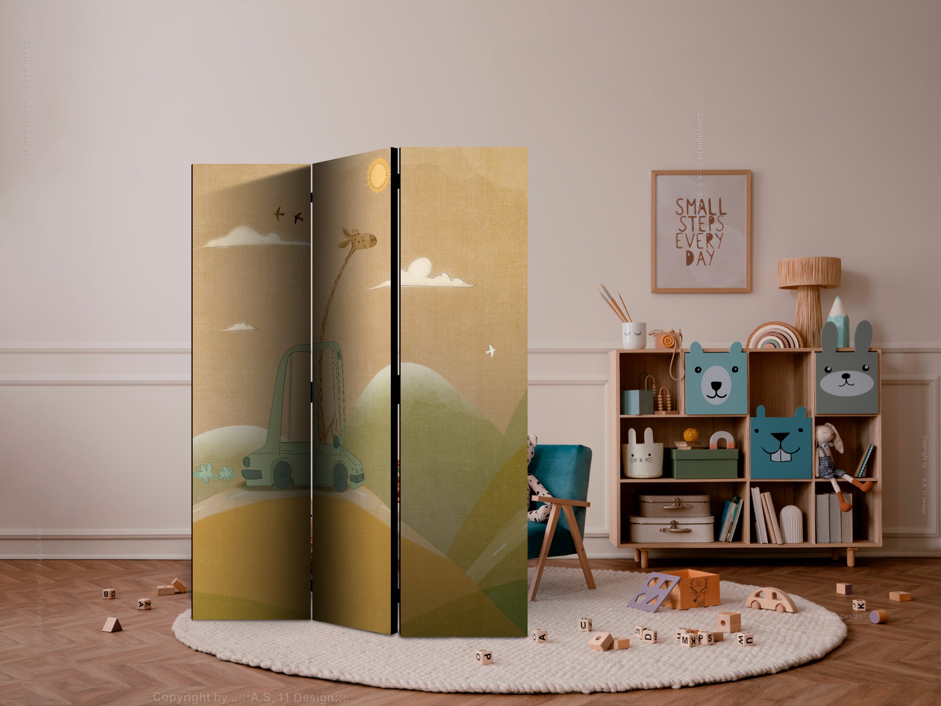 Room Divider Dreamy Traveler Giraffe Driving a Car