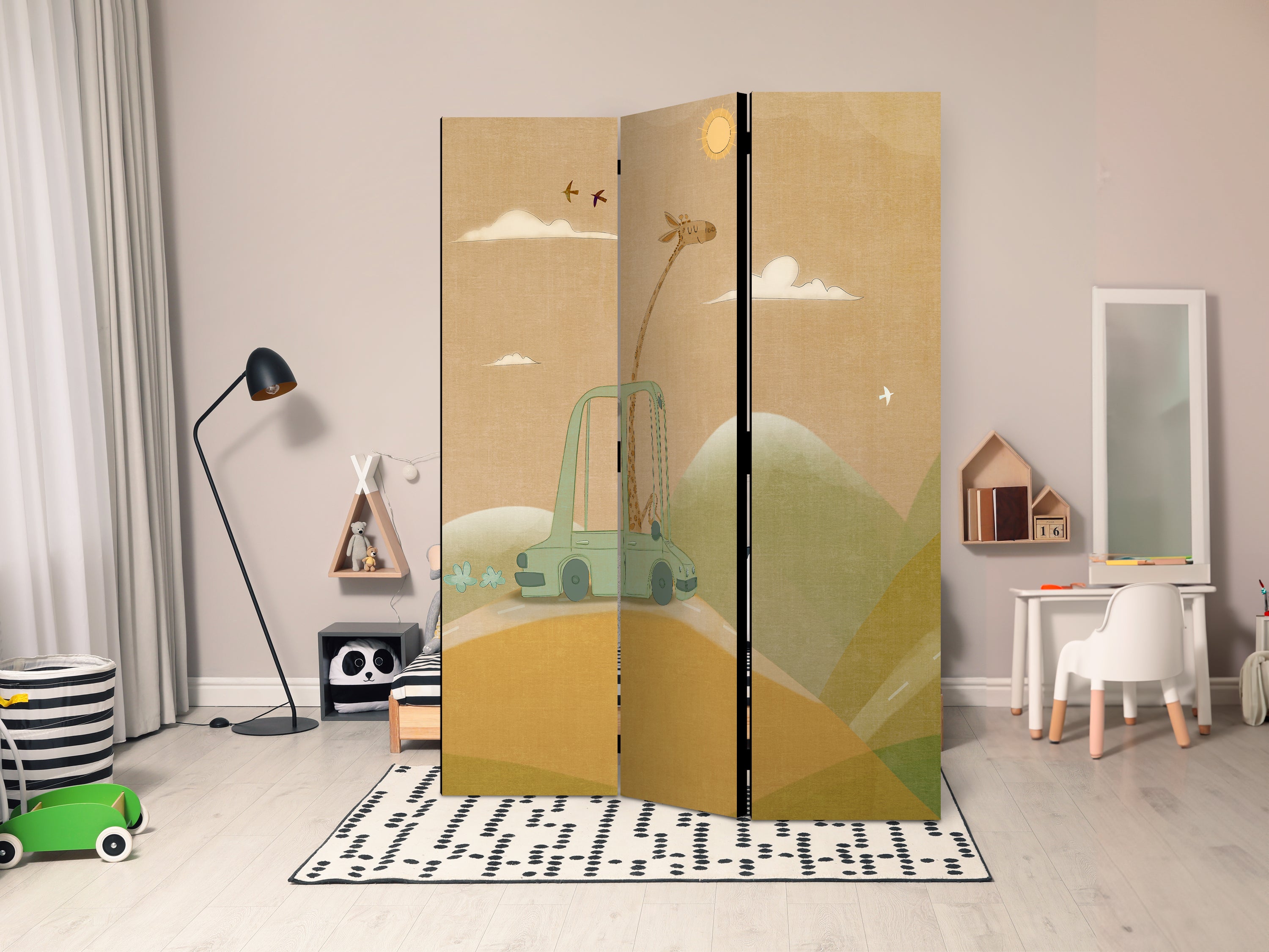 Room Divider Dreamy Traveler Giraffe Driving a Car