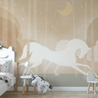 Rushing Horses Sky Wall Mural