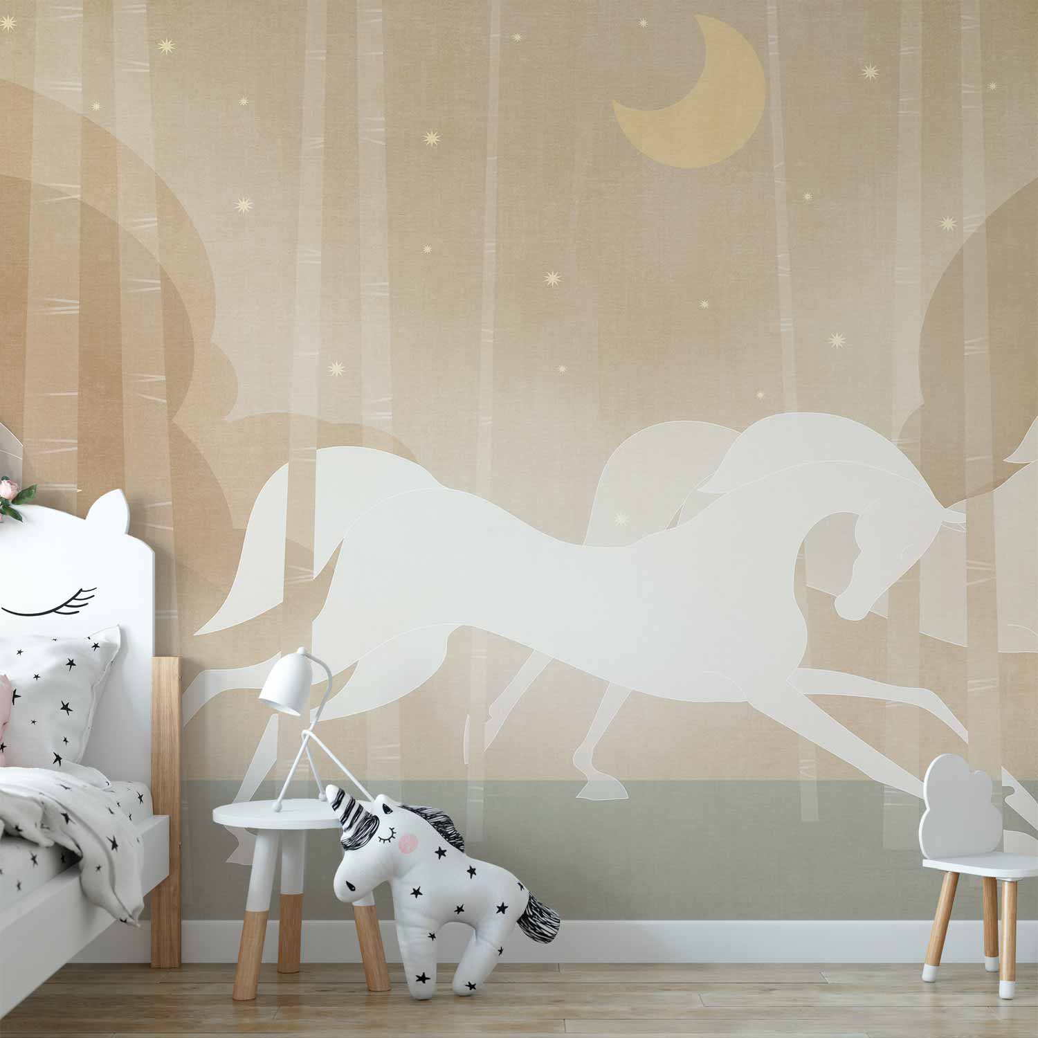 Rushing Horses Sky Wall Mural