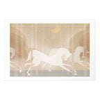Galloping Horses Beige Poster