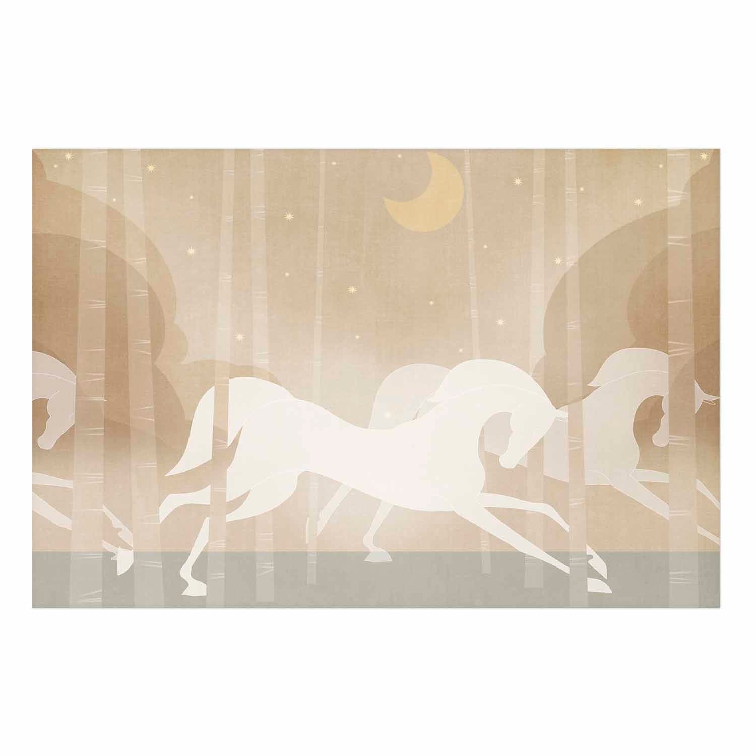 Galloping Horses Beige Poster