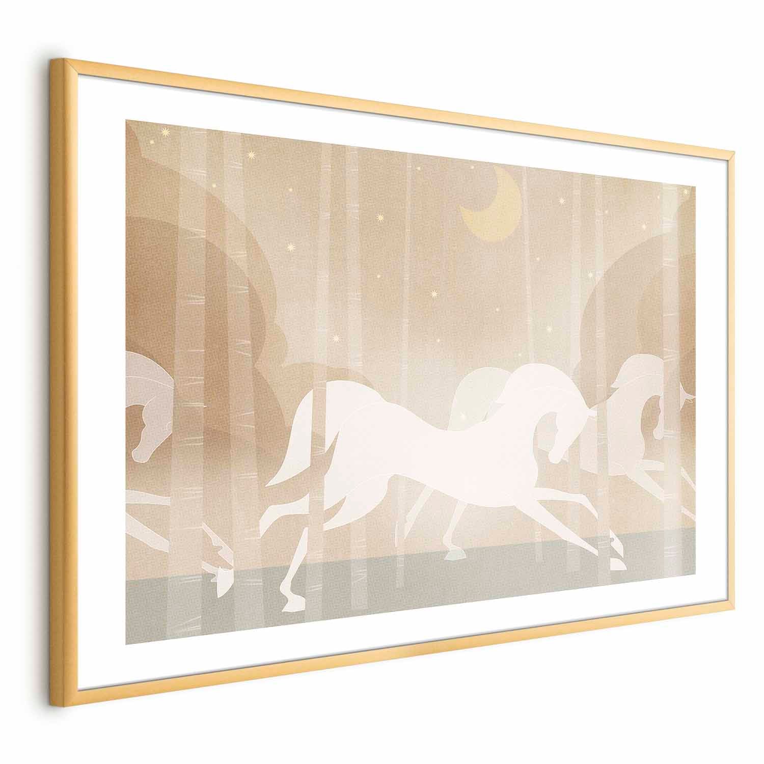 Galloping Horses Beige Poster