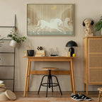 Leinwanddruck Mondpferde – Pferde galoppieren zwischen Bäumen in einer sternenklaren Nacht