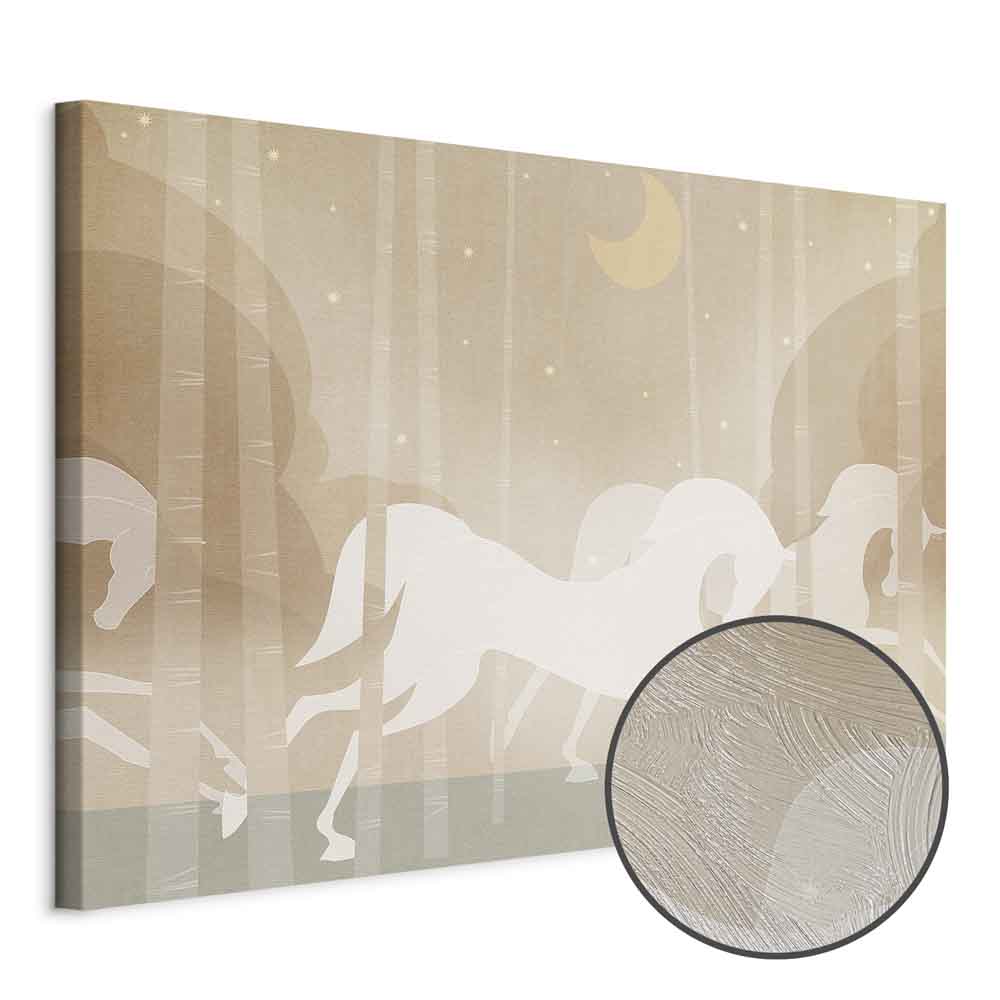 Moonlit Galloping Horses Fantasy Canvas Print