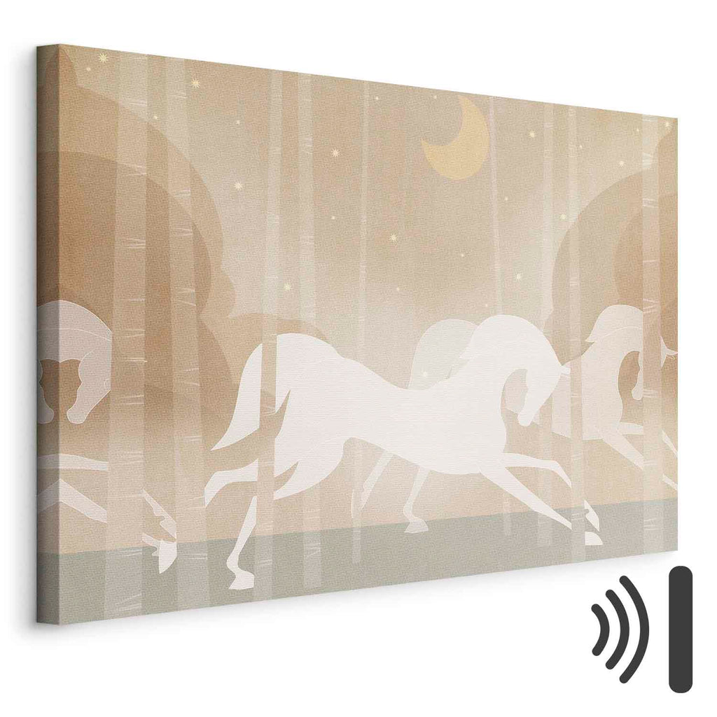 Moonlit Galloping Horses Fantasy Canvas Print