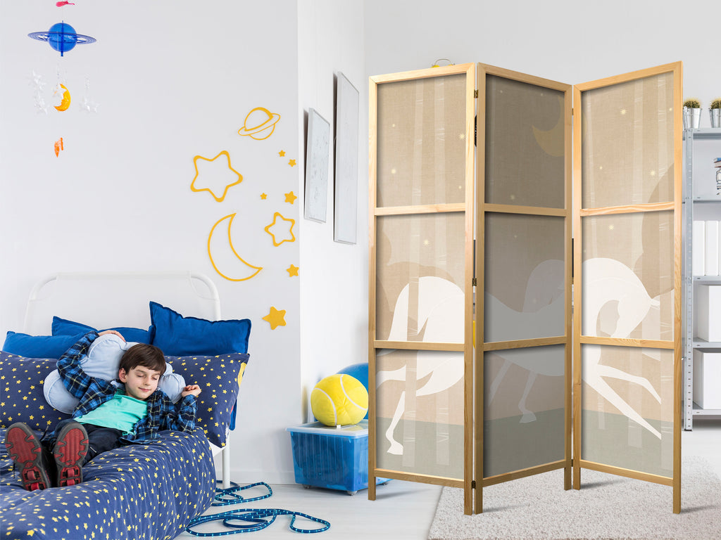 Room Divider Moonlit Steeds in a Starry Night
