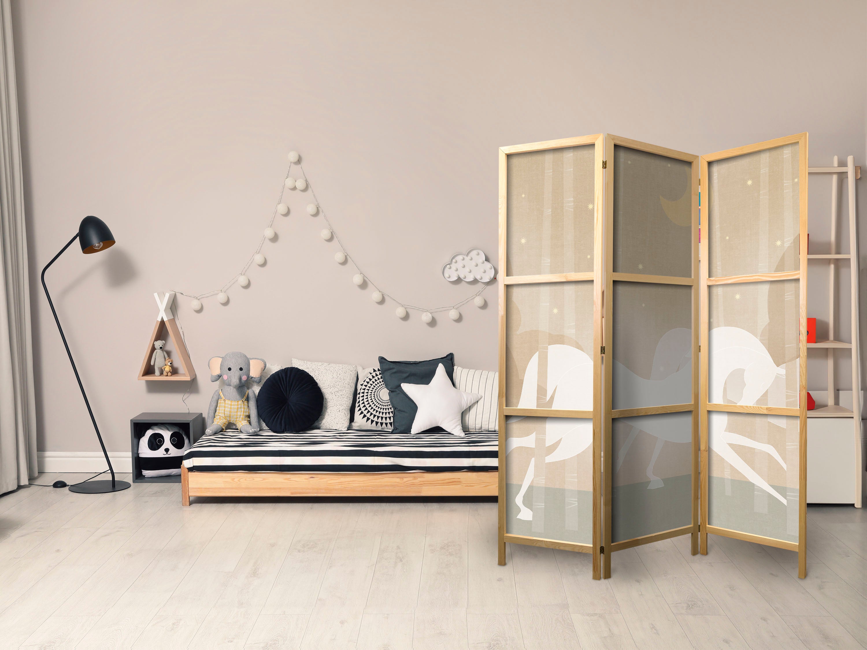 Room Divider Moonlit Steeds in a Starry Night
