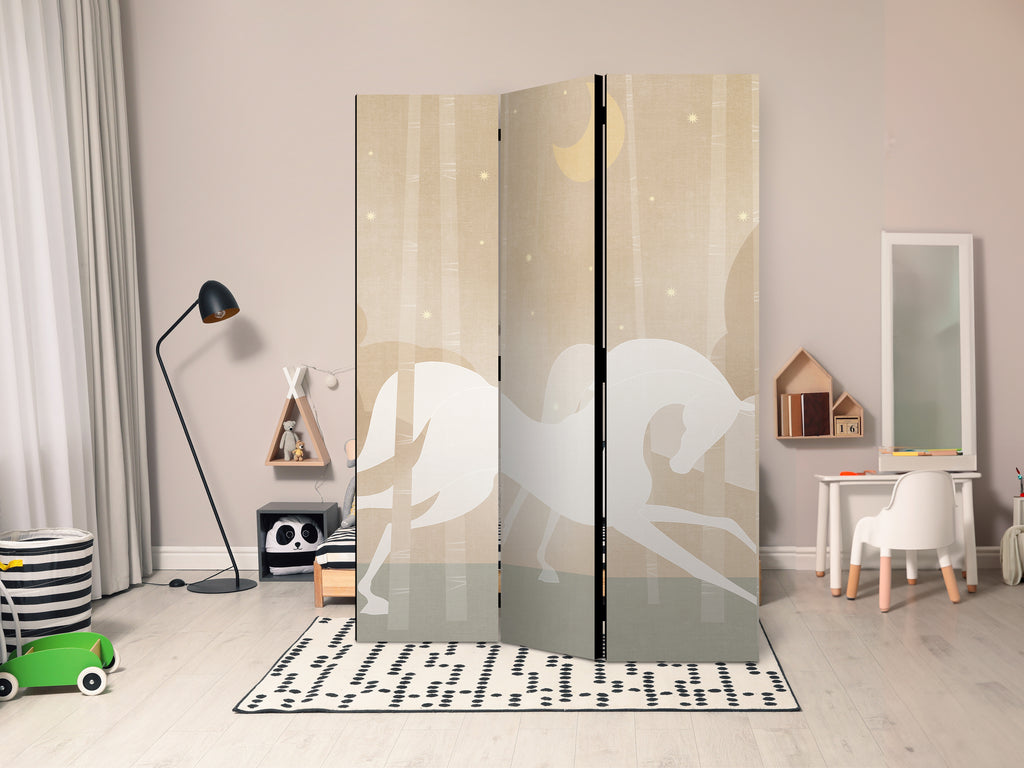Room Divider 3-panel Moonlit Steeds