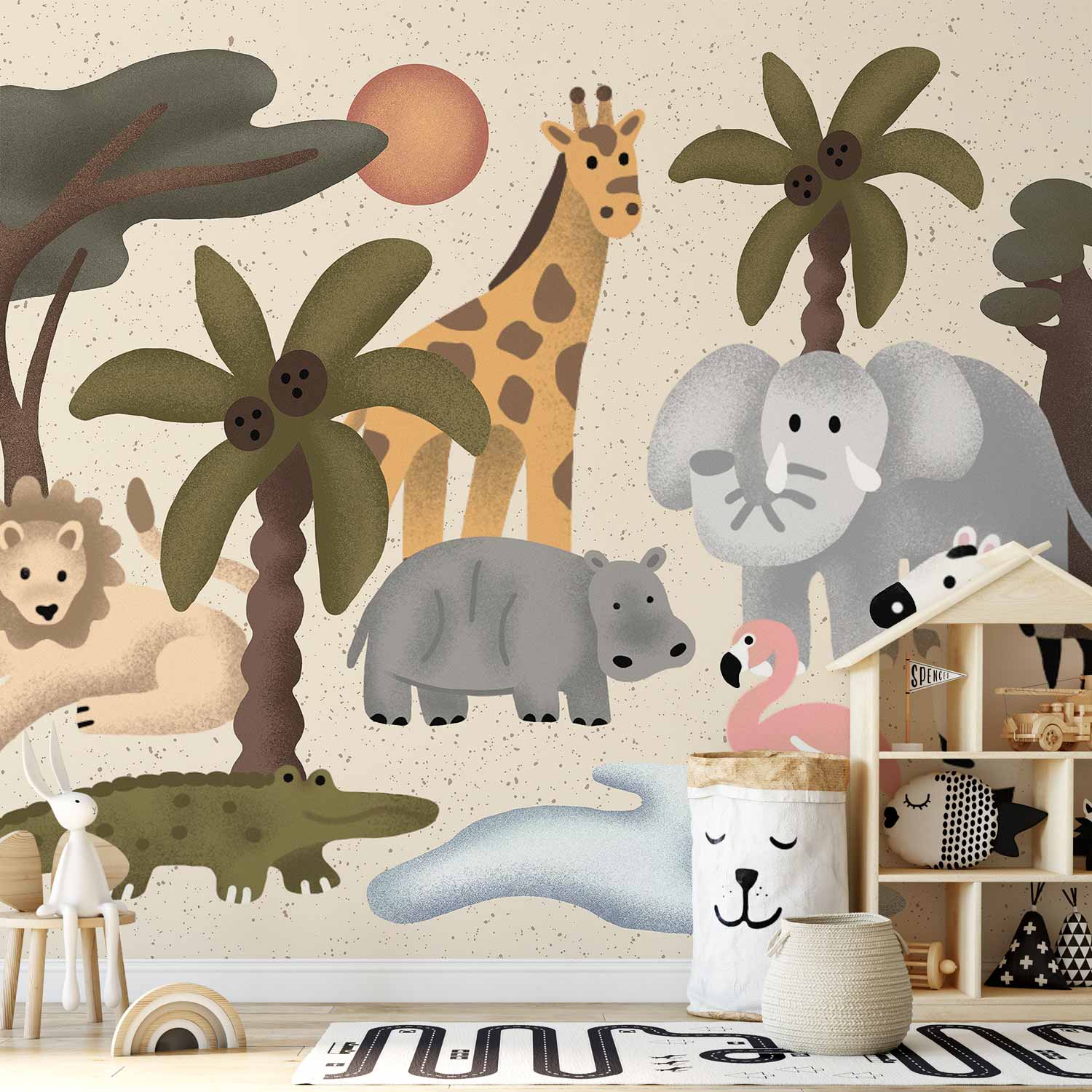 Wall Mural for Children: Africa Animals With Simple Shapes