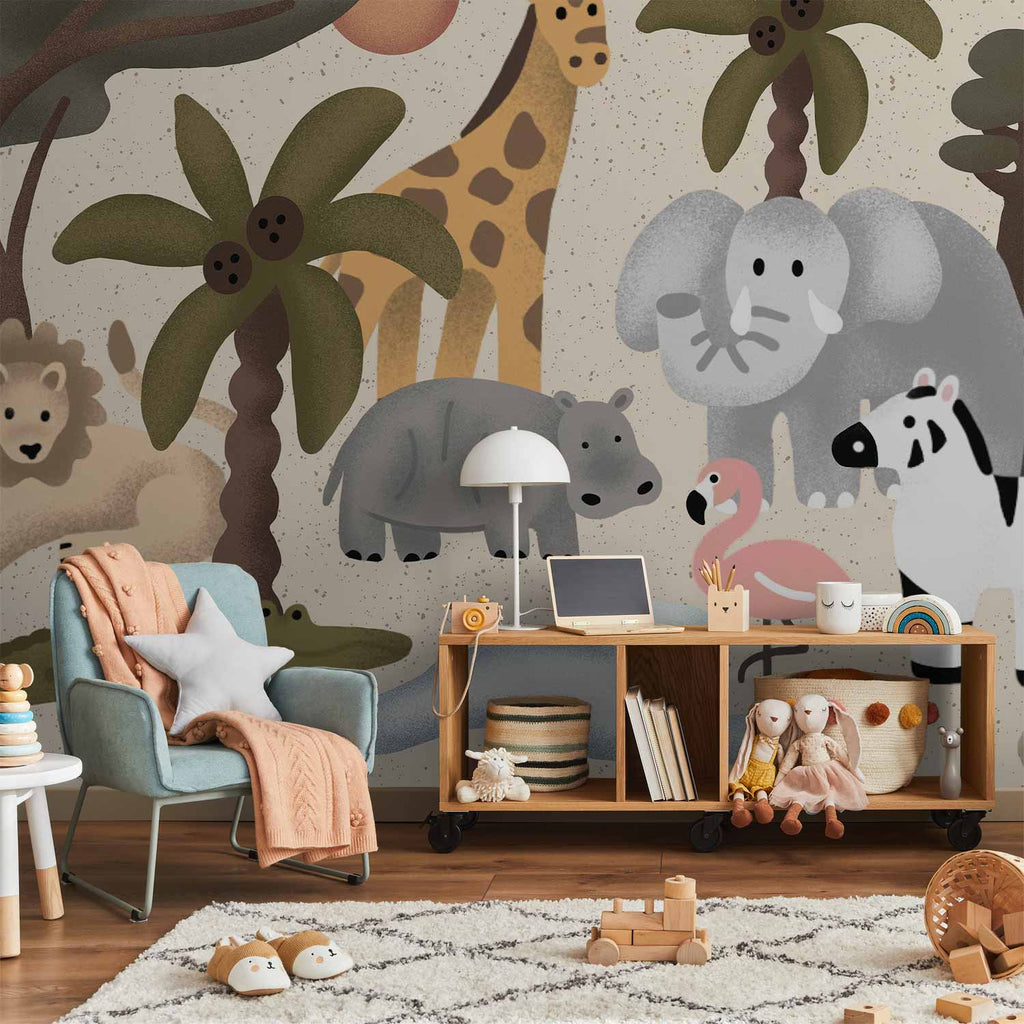 Children's Africa Animals Simple Shapes Wall Mural