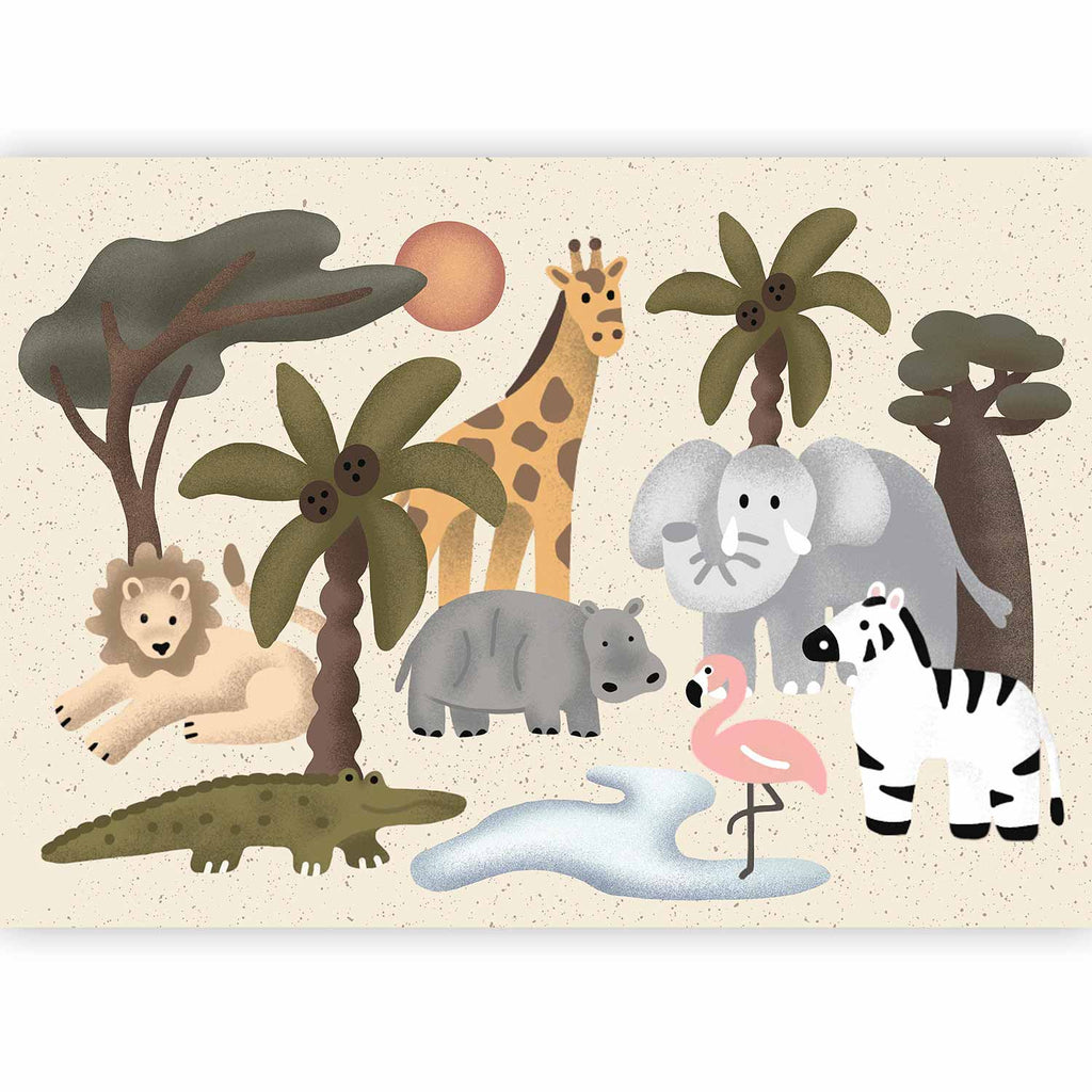 Wall Mural for Children: Africa Animals With Simple Shapes