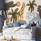 Children's Africa Animals Simple Shapes Wall Mural
