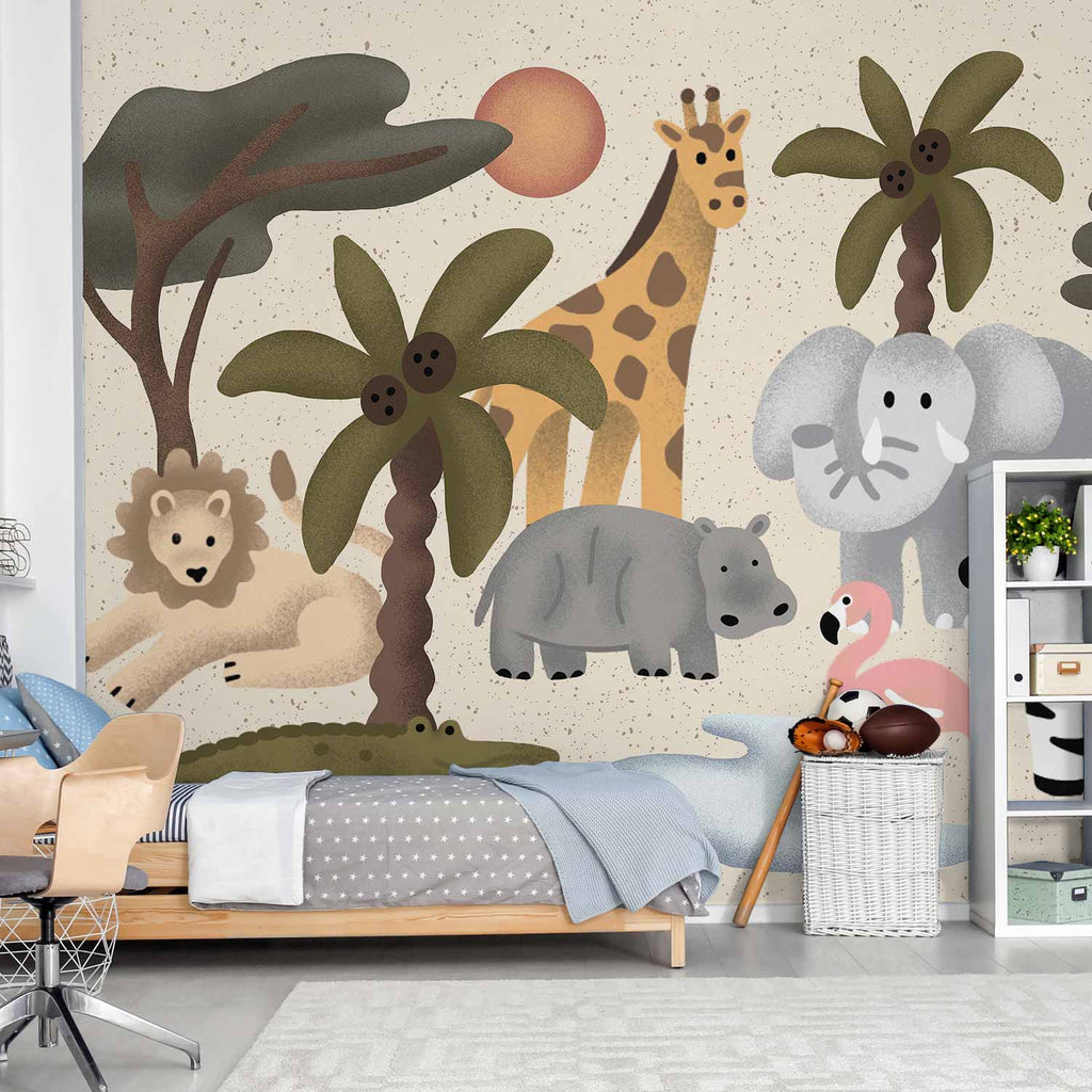 Children's Africa Animals Simple Shapes Wall Mural