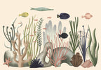 Wall Mural Underwater World Fish and Corals Pastel Colours