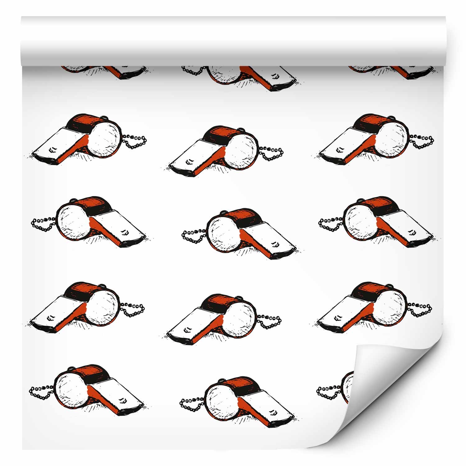 Wallpaper Soccer Whistles Black & White Red Accents