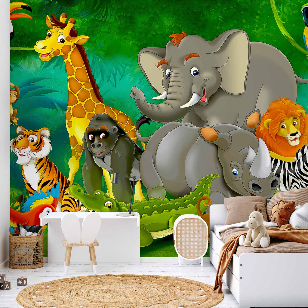 Colourful Safari Animals Wall Mural