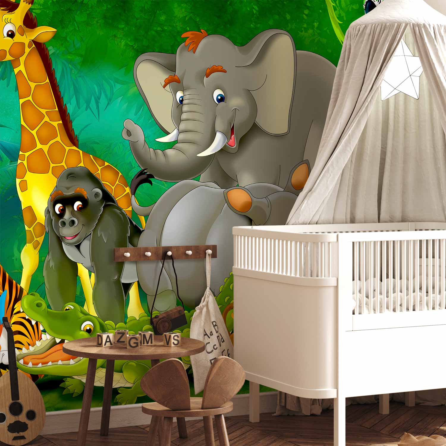 Colourful Safari Animals Wall Mural