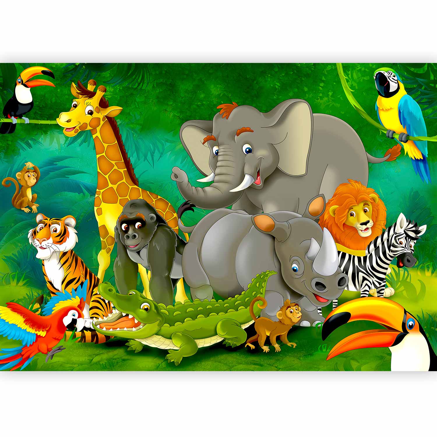 Colourful Safari Animals Wall Mural