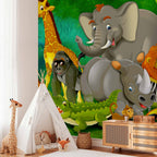 Colourful Safari Animals Wall Mural