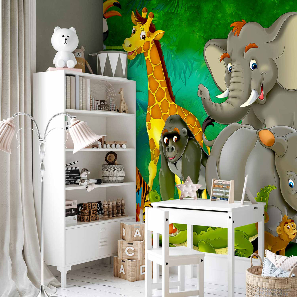 Colourful Safari Animals Wall Mural