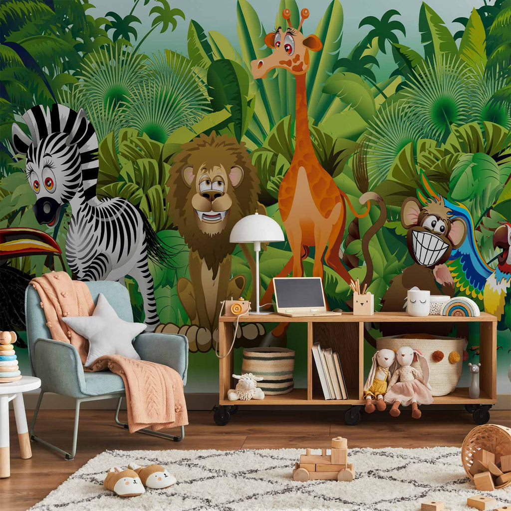 Jungle Animals Multicolor Wall Mural