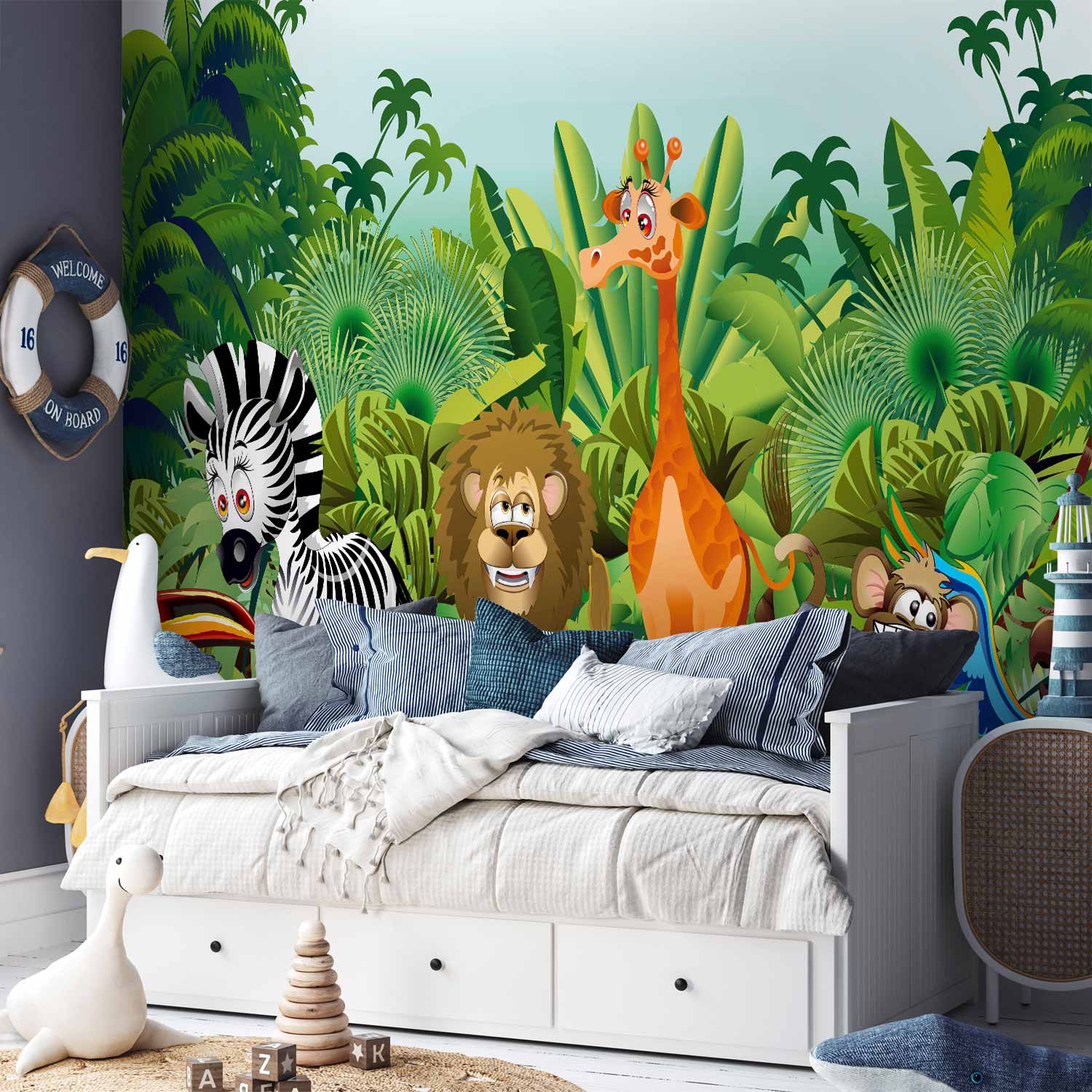 Jungle Animals Multicolor Wall Mural