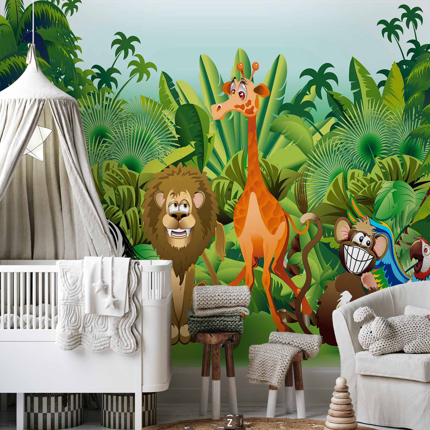 Jungle Animals Multicolor Wall Mural