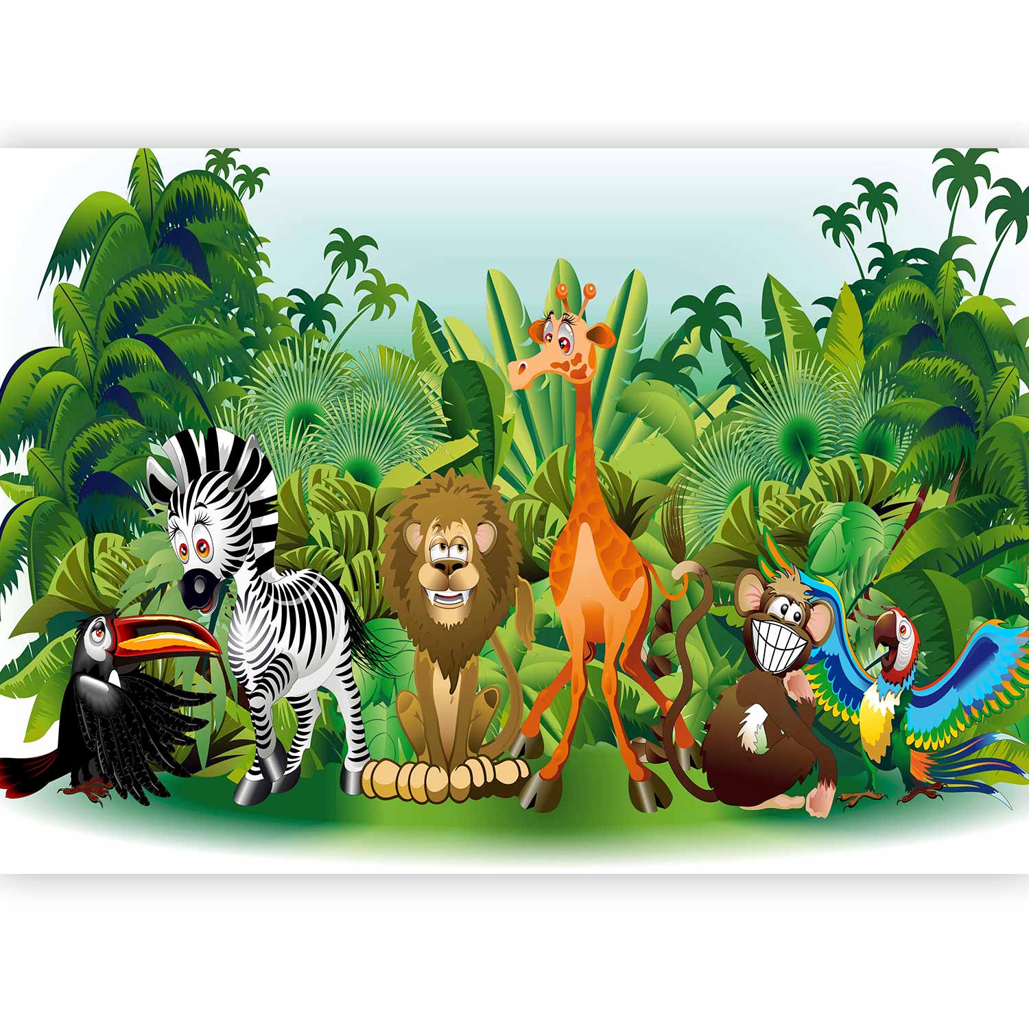 Jungle Animals Multicolor Wall Mural
