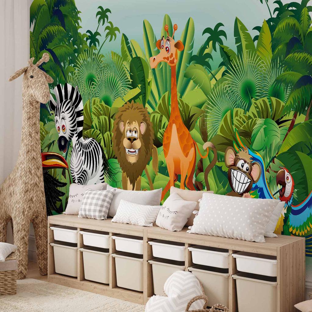 Jungle Animals Multicolor Wall Mural