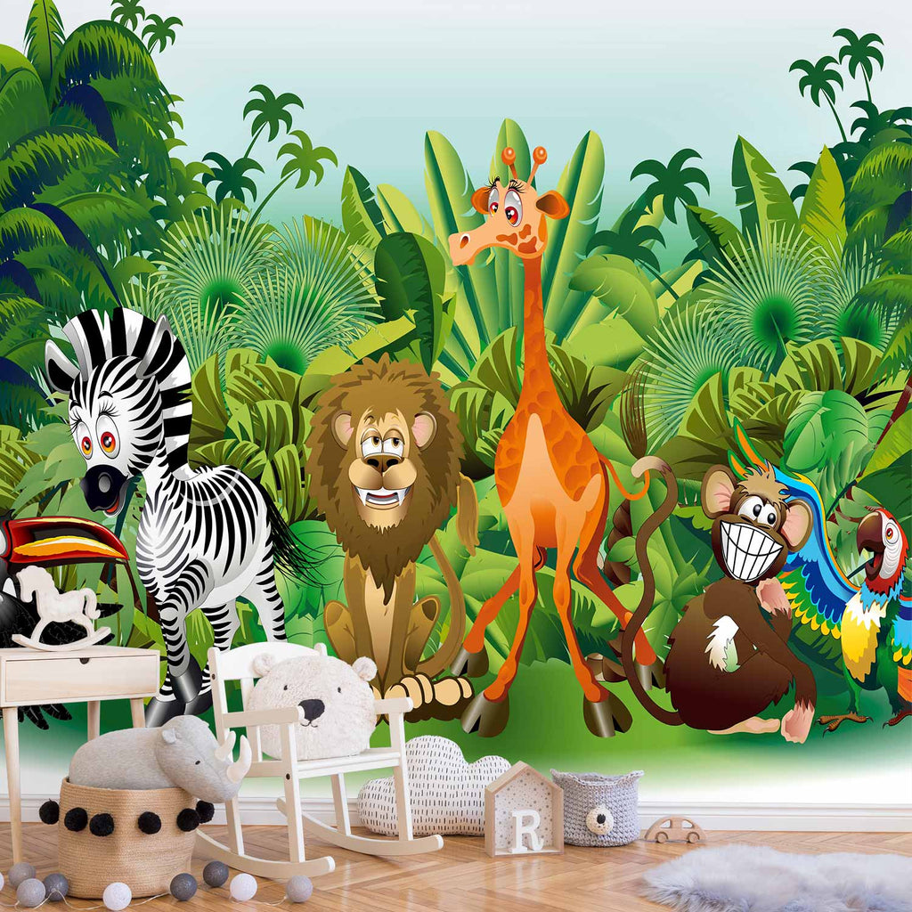 Jungle Animals Multicolor Wall Mural
