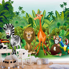 Jungle Animals Multicolor Wall Mural