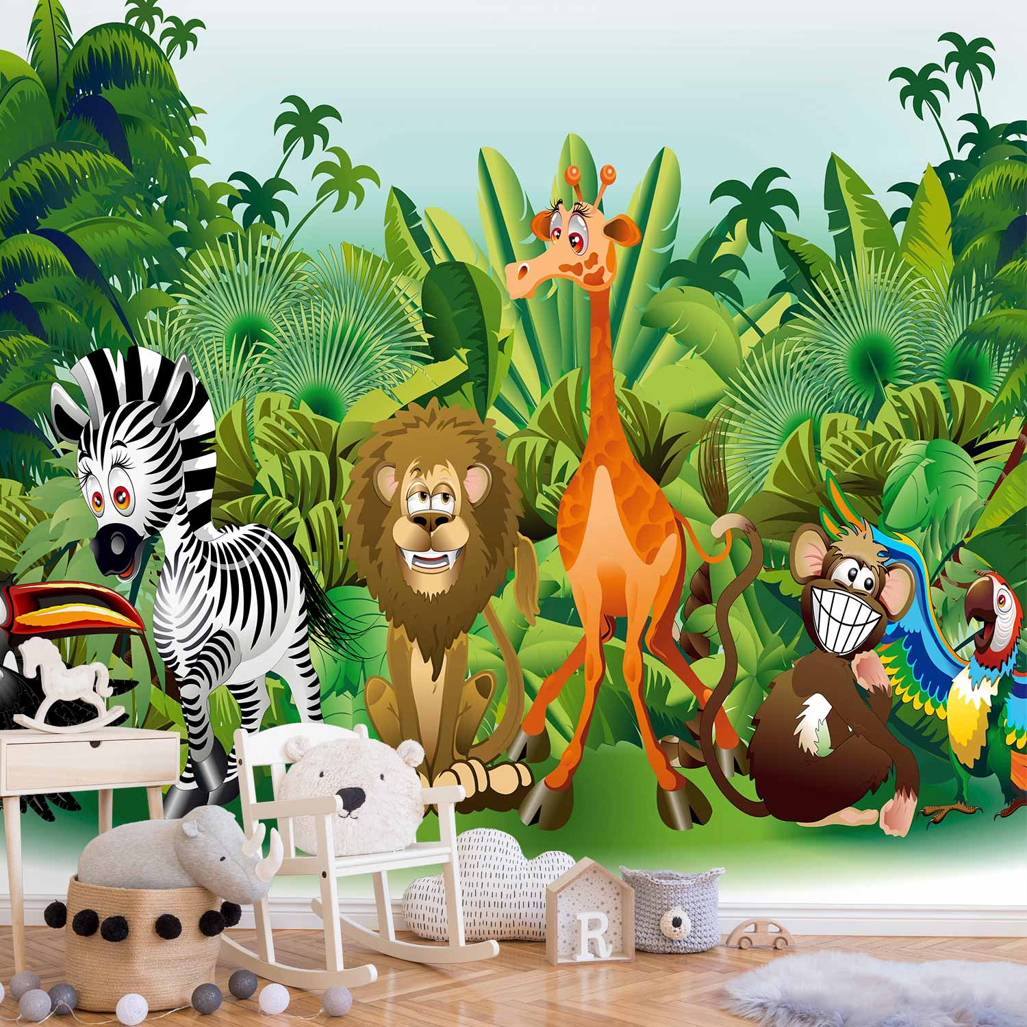 Jungle Animals Multicolor Wall Mural