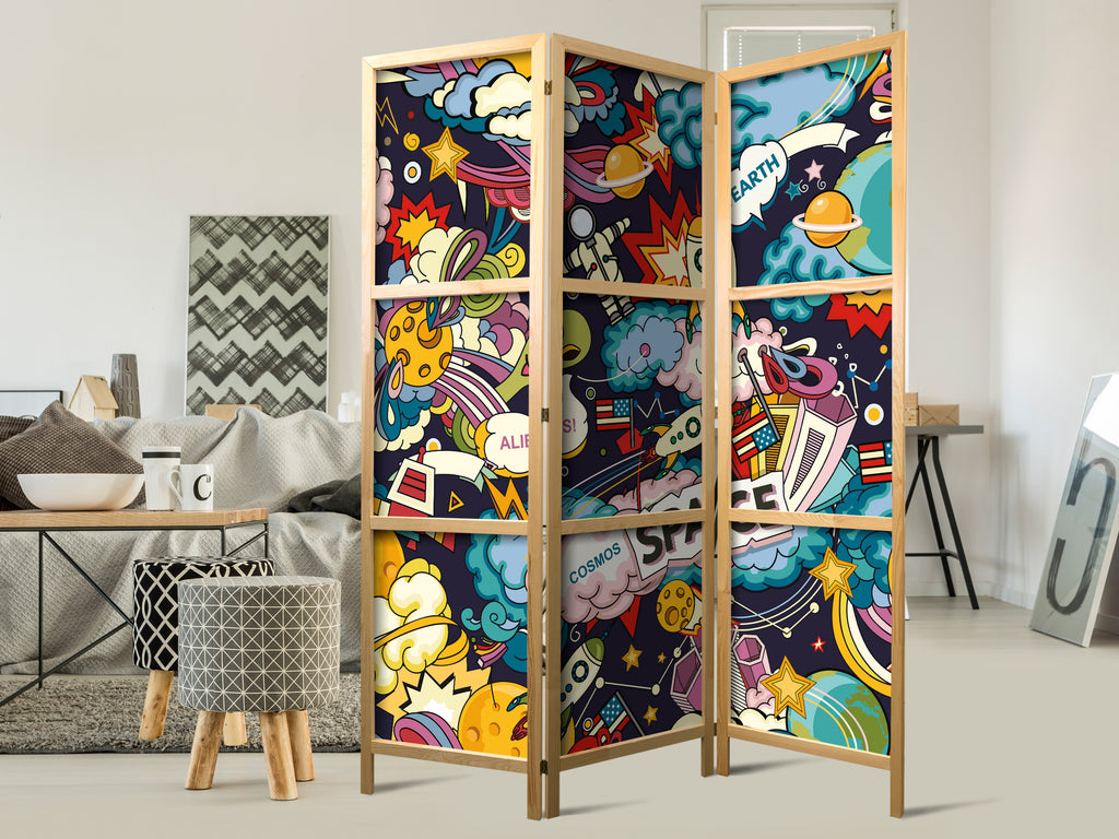 Graffiti Teen Room 3-Panel Japanese Room Divider