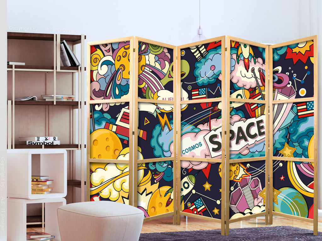 Graffiti Teen Room 5-Panel Japanese Room Divider