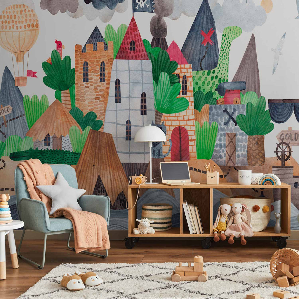 Pirate Treasure Island Castle Sea Wall Mural