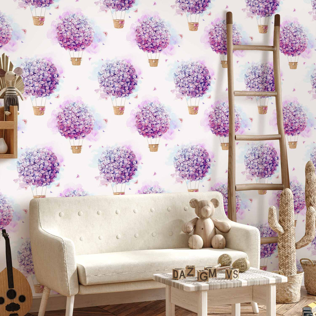 Floral Balloon Butterflies Multicolor Wallpaper