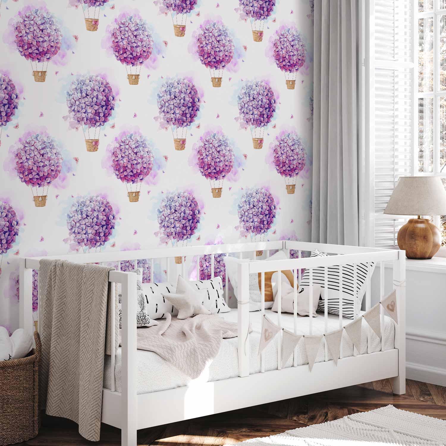 Floral Balloon Butterflies Multicolor Wallpaper