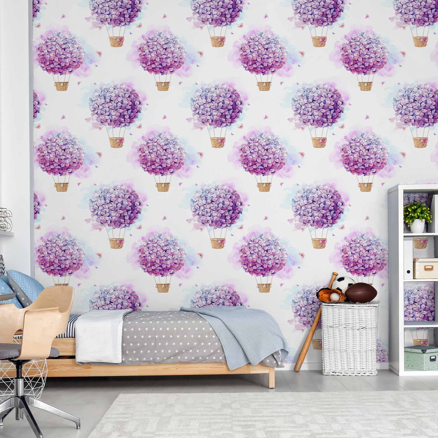 Floral Balloon Butterflies Multicolor Wallpaper