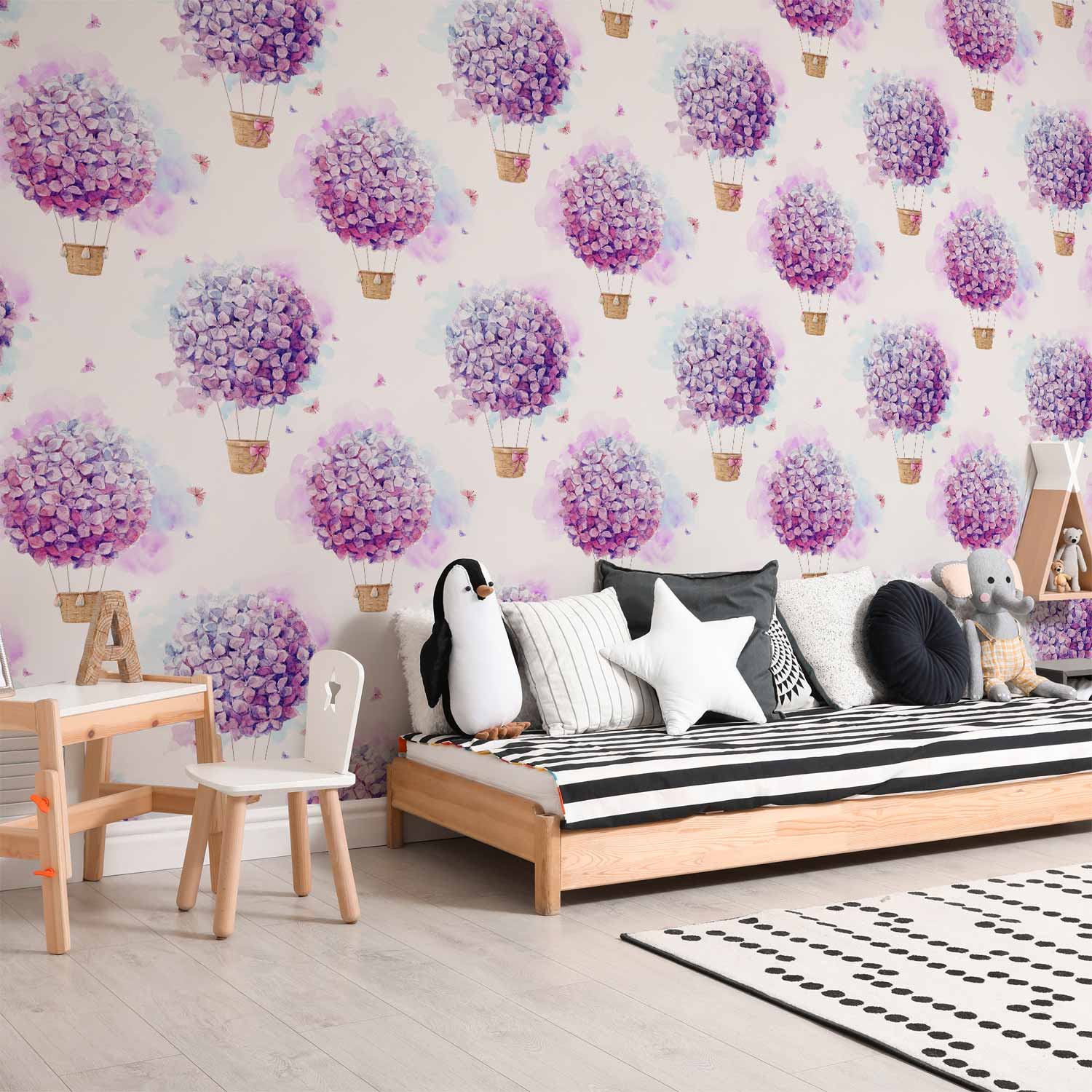 Floral Balloon Butterflies Multicolor Wallpaper