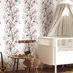 Birds on Flowering Twig Nature Wallpaper